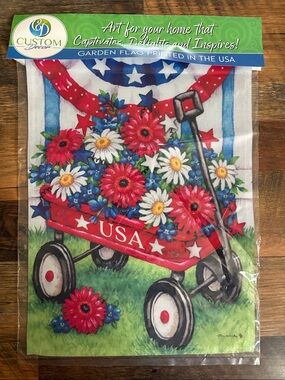 Custom Garden USA Red Wagon Patriotic Garden Flag Outdoor Decor